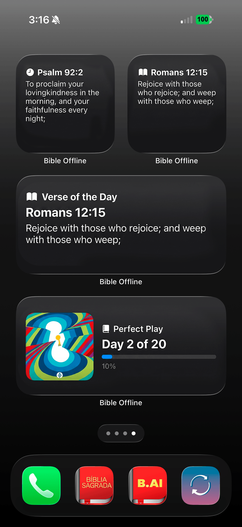 Bible JFA widgets on home screen